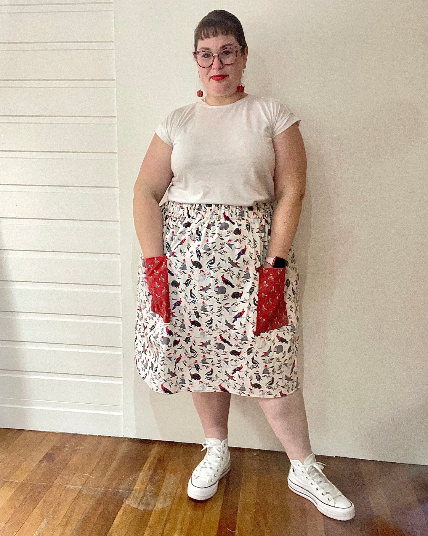 Christmas Patch Pocket Skirt - Size M - Aussie Wildlife Santas