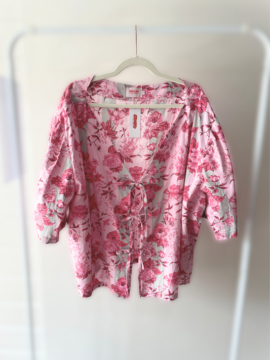 Tie Front Top - Size 32 - Regency Floral Stripe