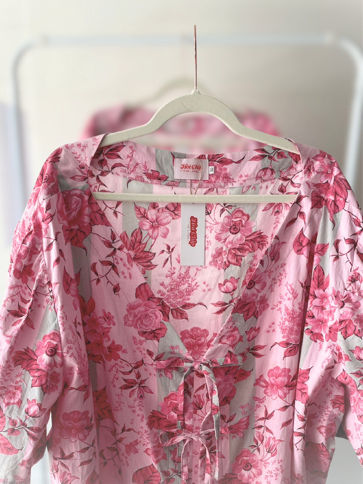 Tie Front Top - Size 32 - Regency Floral Stripe