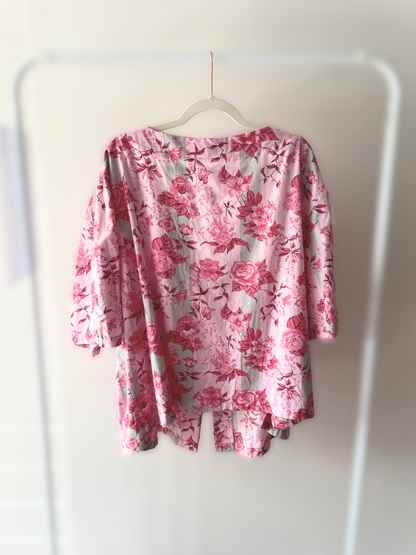 Tie Front Top - Size 32 - Regency Floral Stripe