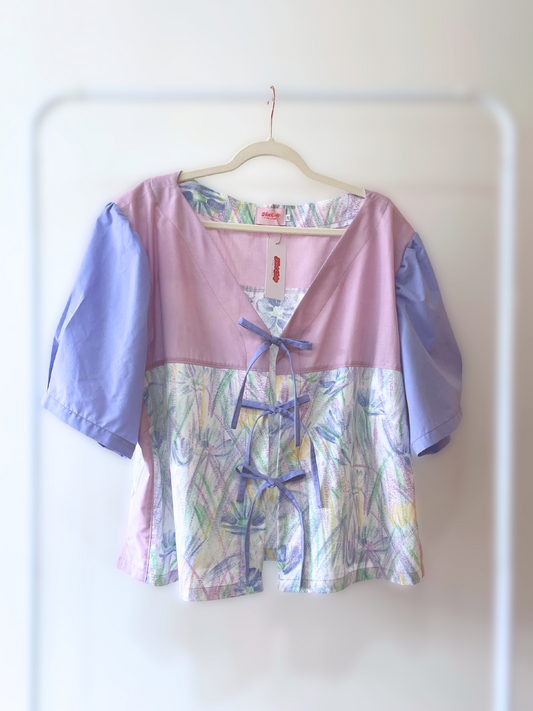 Tie Front Top - Size 26 - Patchy Pastel Painterly