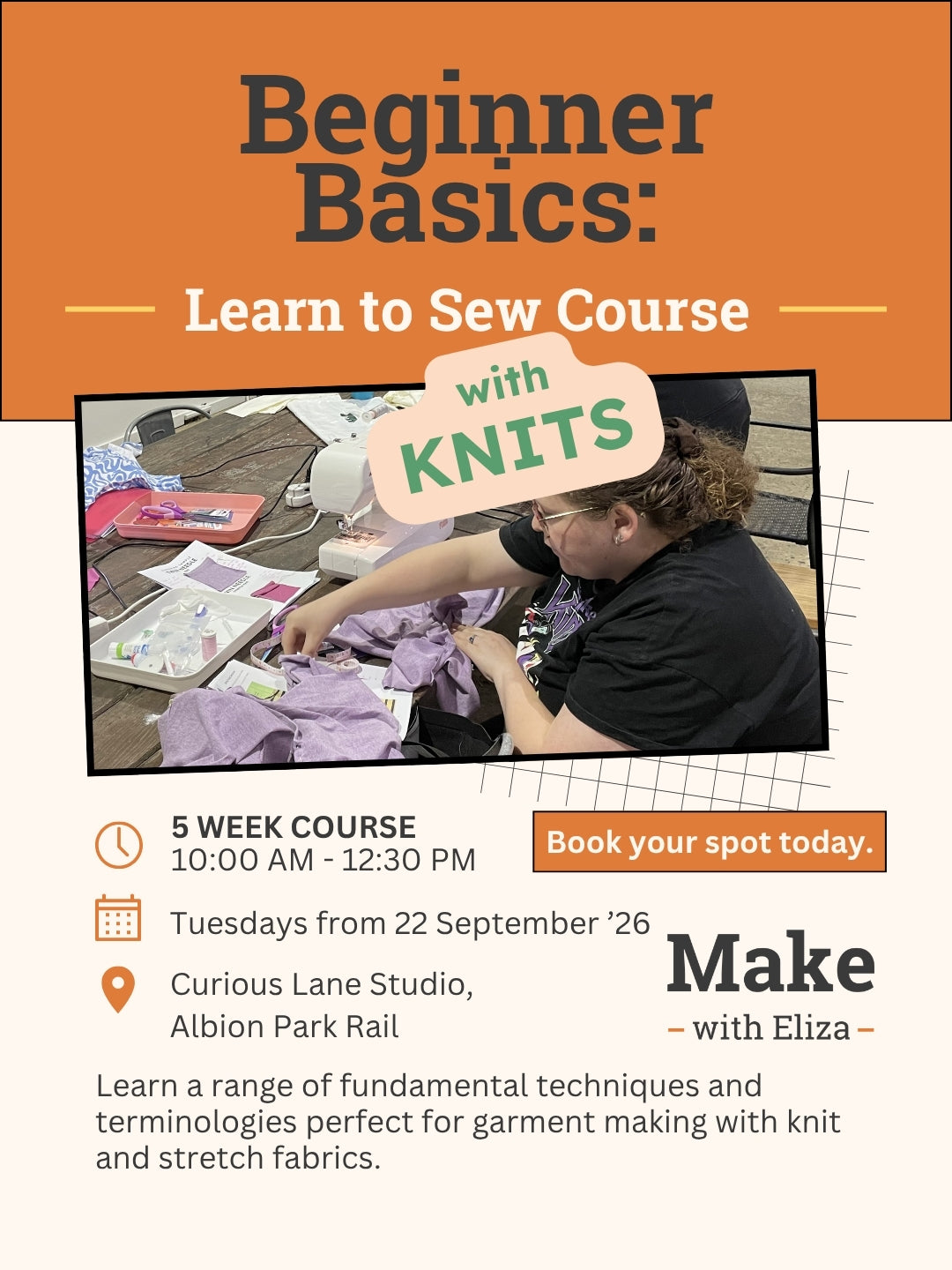 Beginner Basics: Learn to Sew with Knits Course SEP-OCT DAY