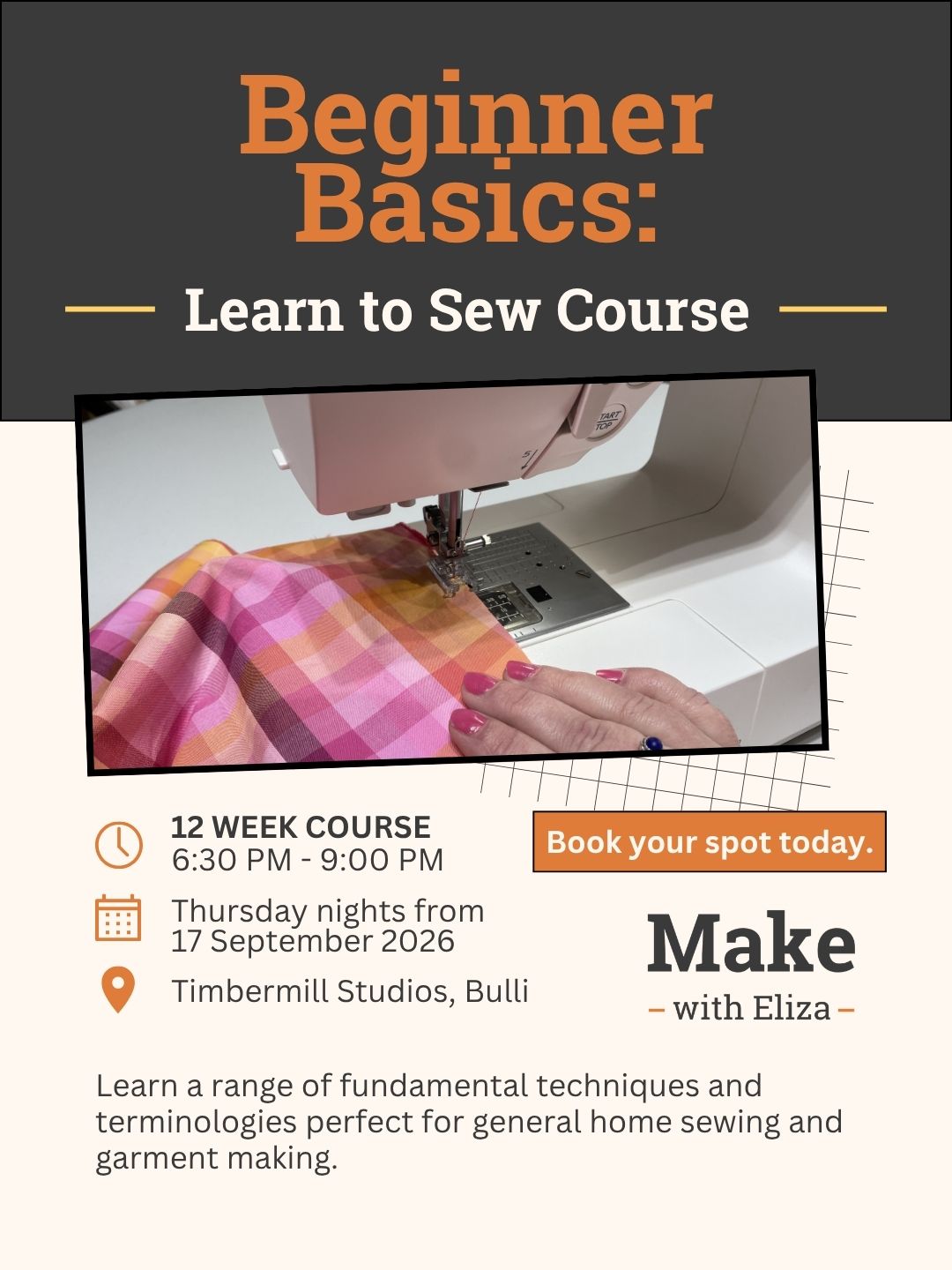 Beginner Basics: Learn to Sew Course SEP-NOV NIGHT