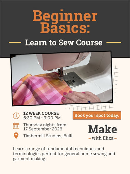 Beginner Basics: Learn to Sew Course SEP-NOV NIGHT